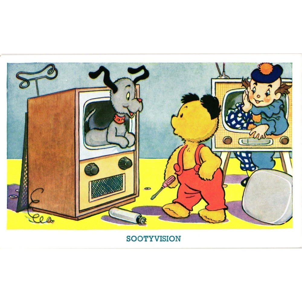 Dog Vintage Television Sootyvision J Salmon Postcard Unposted Printed in England